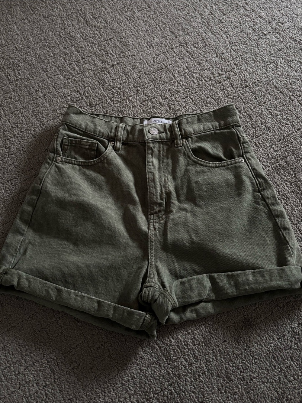 Ardene Olive Green High-Waist Denim Shorts